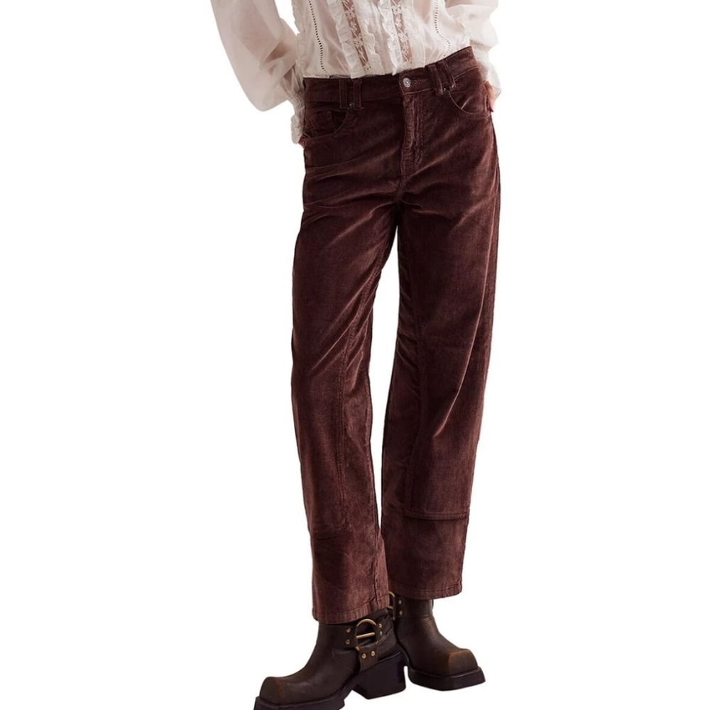 FREE People Risk Taker Cord Straight Chocolate Truffle Size 26